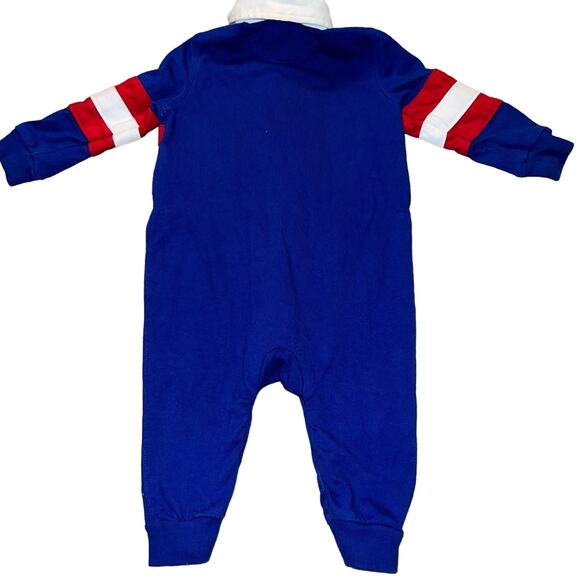 Baby Boy Polo Ralph Lauren preppy rugby one piece red white and blue size 6 mon - Picture 2 of 4